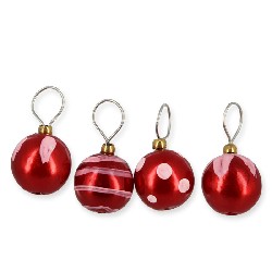 4 Boules de Noel rouge décorées